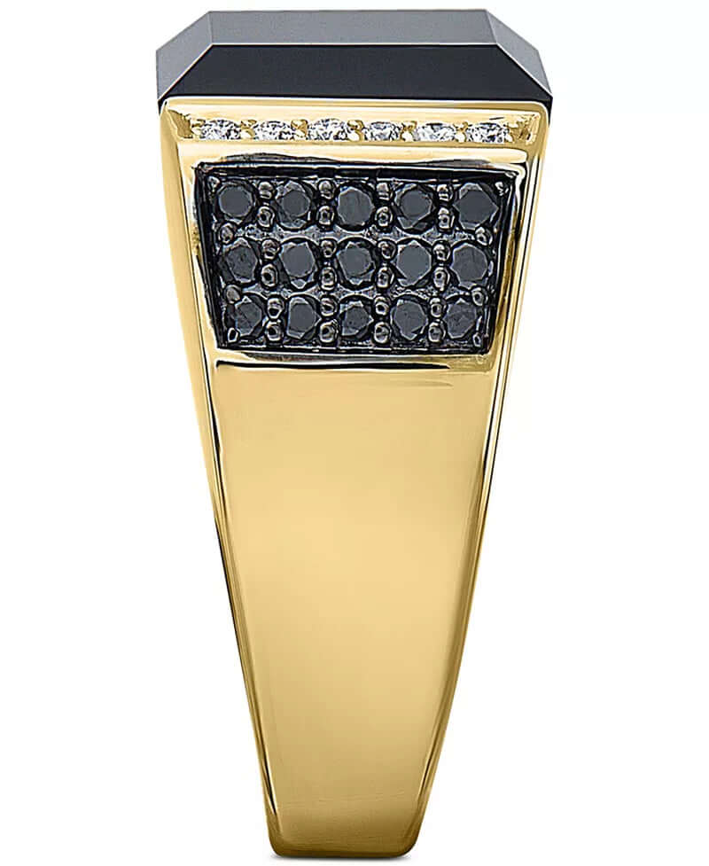 EFFYÂ® Men'S Black Onyx & Diamond (5/8 Ct. T.W.) Ring in 14K Gold