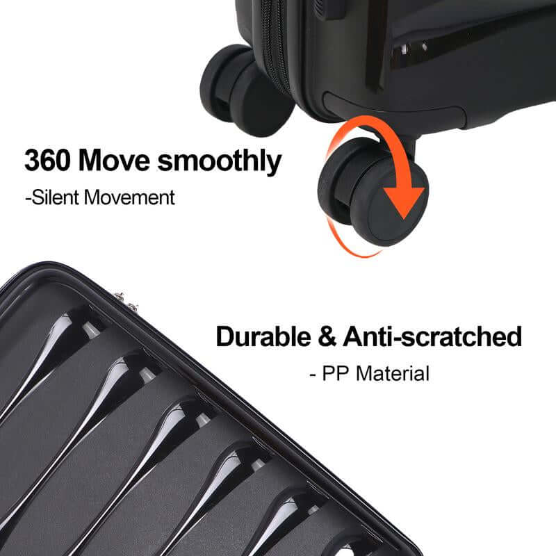 AAIVV 20Inch Luggage Expandable Carry on PP Hardside Suitcase with TSA Lock Spinner Wheels Durable Free Shoe Bag Gift for Back to School Luggagesets