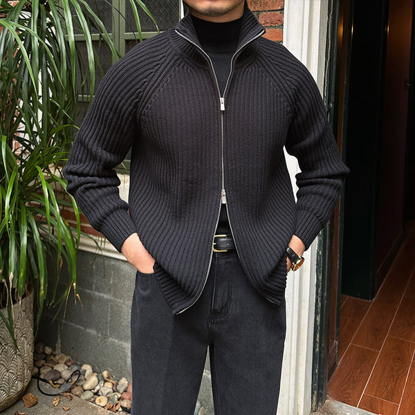 Men's Stand-up Collar Cardigan Retro Slim Fit