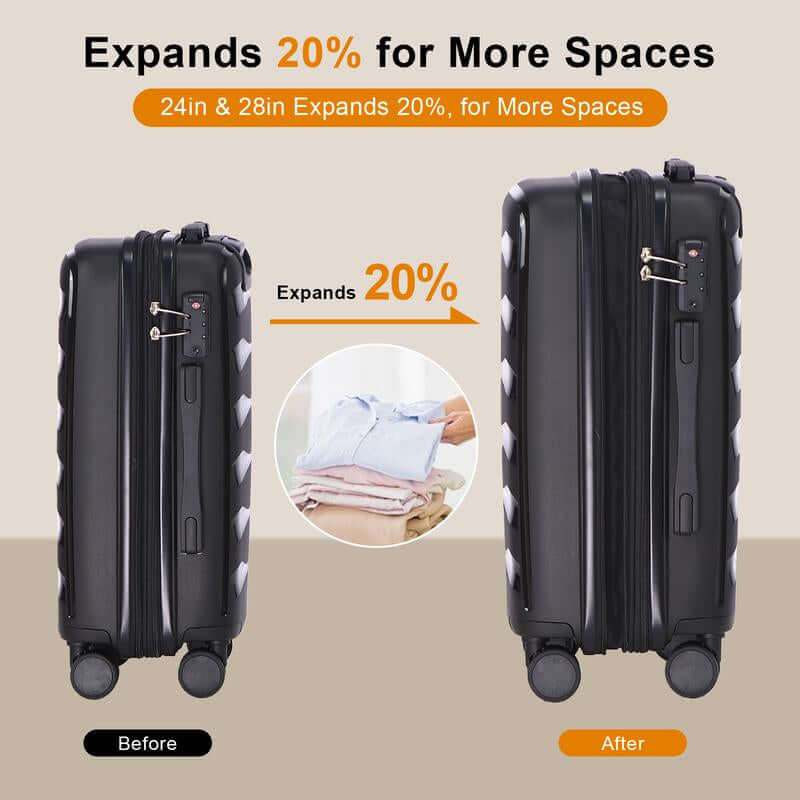 AAIVV 20Inch Luggage Expandable Carry on PP Hardside Suitcase with TSA Lock Spinner Wheels Durable Free Shoe Bag Gift for Back to School Luggagesets