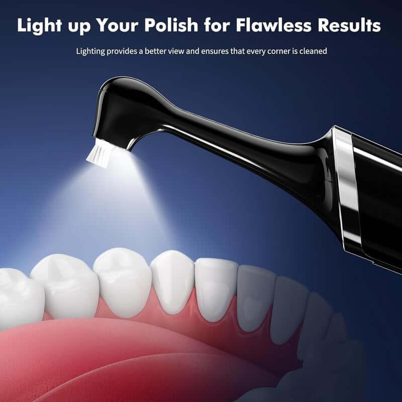 Electric Tooth Polisher,Denture Care, Denture Cleansers, Rechargeable Teeth Cleaning Kit with 6 Cleaning Heads, 5 Speed Modes, LED Ligght, USB-C Charger, IPX6 Waterproof, Easy to Use, for Daily Teeth Cleaning at Home