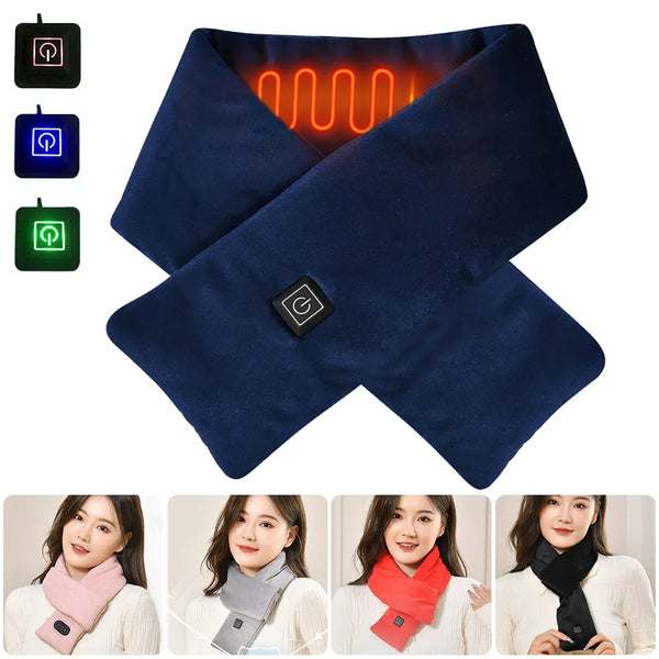 USB Women Men Heating Scarf Temperature Scarf 3 Gears Adjustable USB Charging Heat Control Neck Warmer For Cycling Camping USB Heated Scarf - Temperature Adjustable Heating Scarf