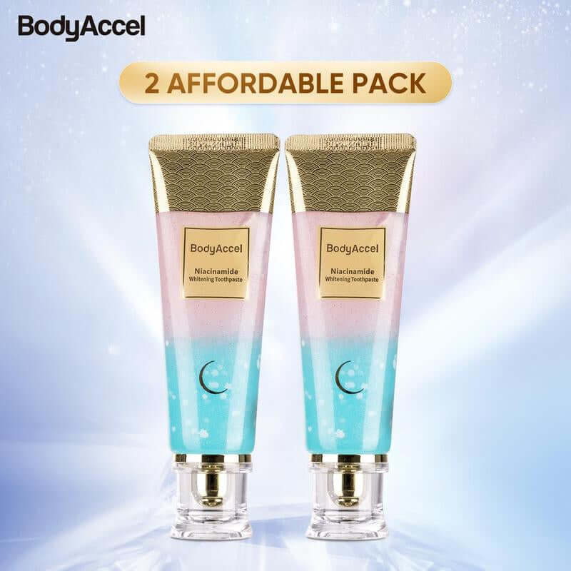 Bodyaccel Whitening Toothpaste -Niacinamide Peach Mint Flavor | Vegan, Fluoride-Free, Antiplaque & Fresh Breath | Oral Hygiene Essentials-Max