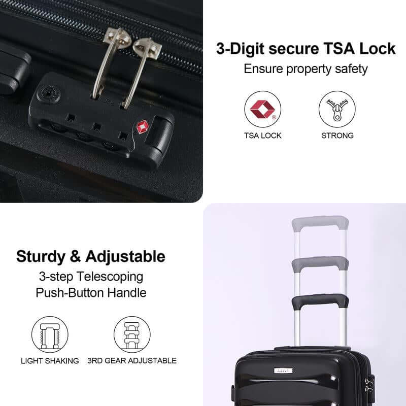 AAIVV 20Inch Luggage Expandable Carry on PP Hardside Suitcase with TSA Lock Spinner Wheels Durable Free Shoe Bag Gift for Back to School Luggagesets