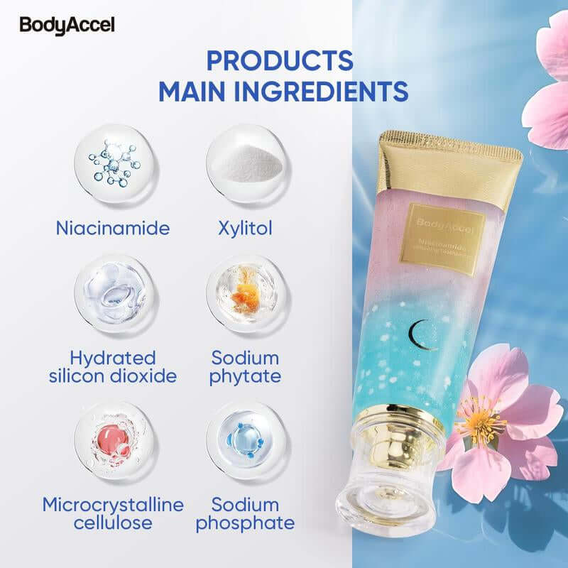 Bodyaccel Whitening Toothpaste -Niacinamide Peach Mint Flavor | Vegan, Fluoride-Free, Antiplaque & Fresh Breath | Oral Hygiene Essentials-Max