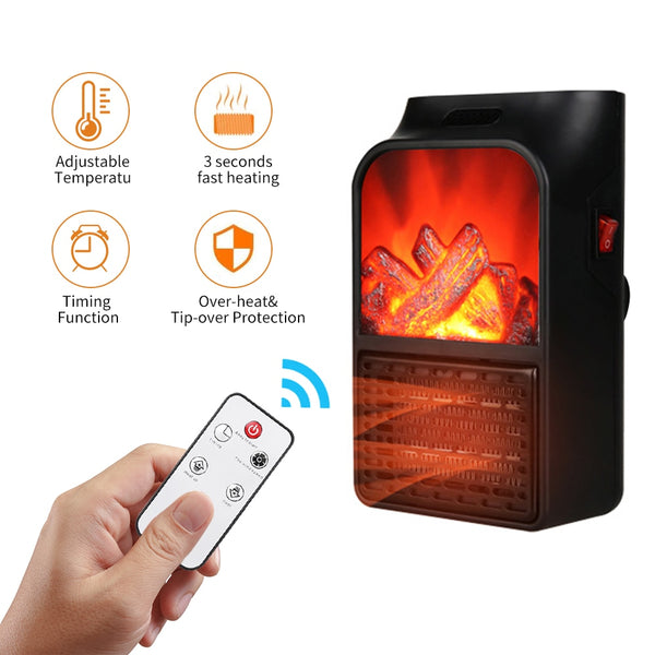 Mini Electric Fireplace Heater Electric Heater with Log Flame Effect Warm Air Heater Fanr 220V 50Hz