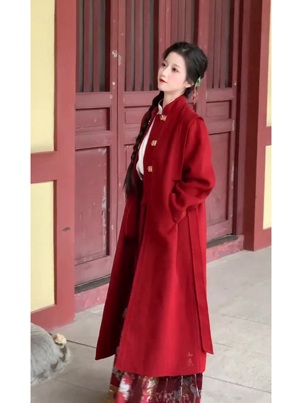 Marriage Red Woolen Coat Woman