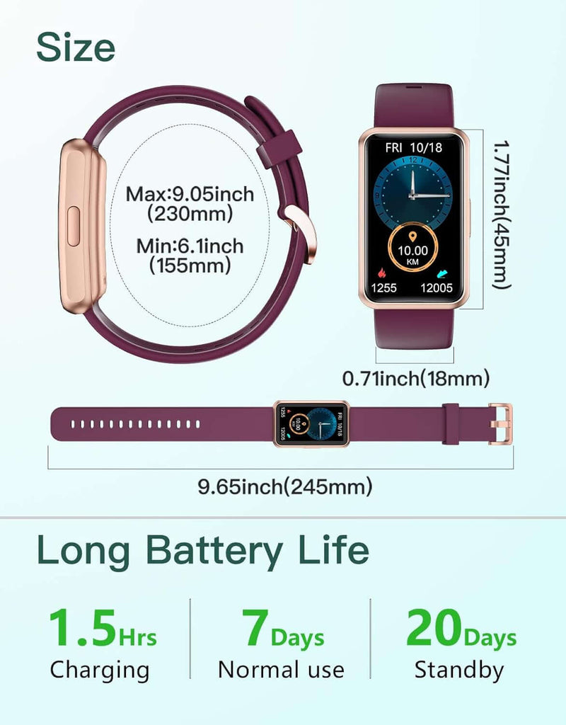 Fitness Tracker No Bluetooth No APP No Phone Needed, Fitness Watch for Men Women Parents IP68 Waterproof with Full Touch Screen Steps Calories Counter Sleep Tracker Alarm Clocks (Purple)