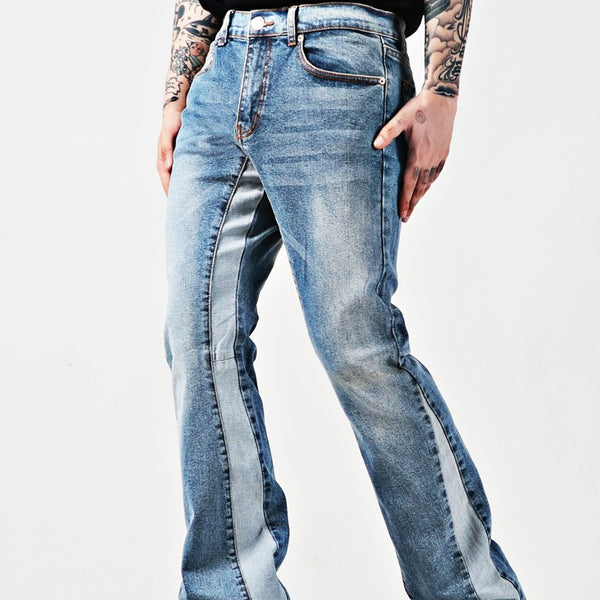 Retro Washed Loose And Slightly Elastic Flared Jeans
