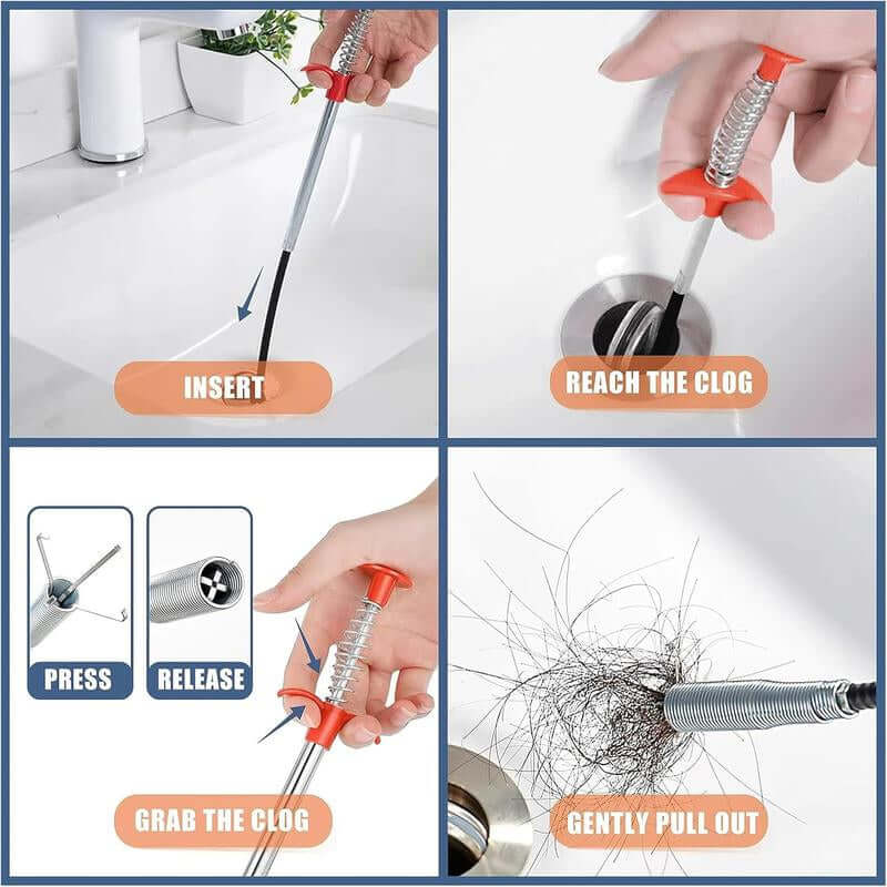 Flexible Grabber Claw Pick up Reacher Tool with 4 Claws Bendable Hose Pickup Reaching Assist Tool for Litter Pick, Home Sink, Drains, Toilet(78.74 Inches)