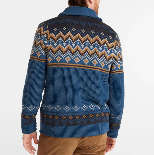 Men's Sweaters Coat Lapel Jacquard Long Sleeve